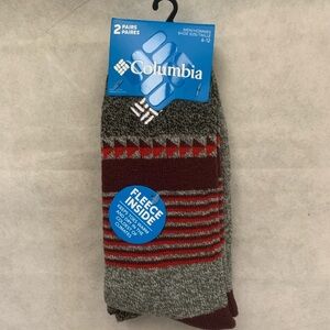 Columbia 2 Pairs Stripy Hue Medium Weight NWT Thermal Crew Socks – Gray